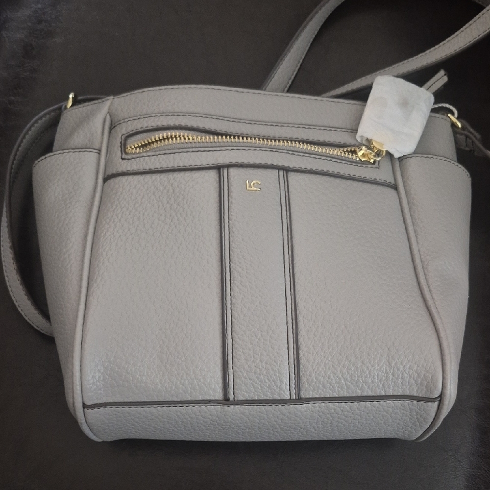 Pebble Leather Crossbody Bag in Gray